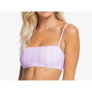 638 ROXY Sea & Waves Revo Reversible Bandeau Bikini LAVENDER sz L $55 new